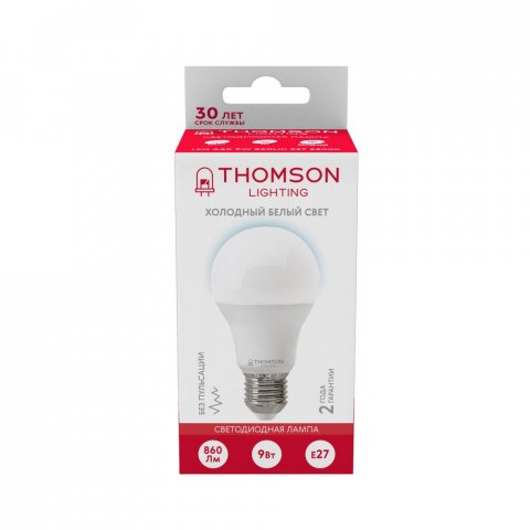 Лампа светодиодная Thomson E27 9W 6500K груша матовая TH-B2302