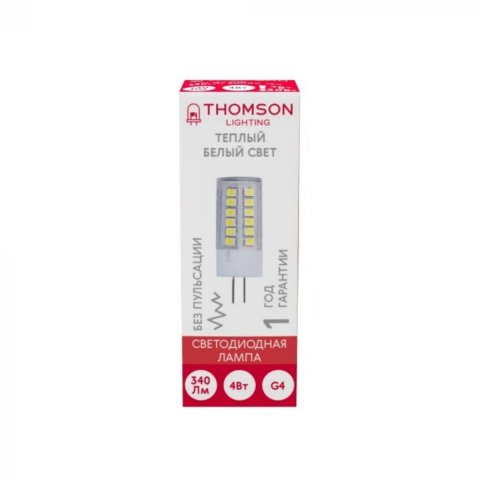 Лампа светодиодная Thomson G4 4W 3000K прозрачная TH-B4226