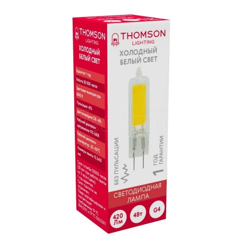 Лампа светодиодная Thomson G4 4W 6500K прозрачная TH-B4219