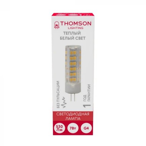 Лампа светодиодная Thomson G4 7W 3000K прозрачная TH-B4232