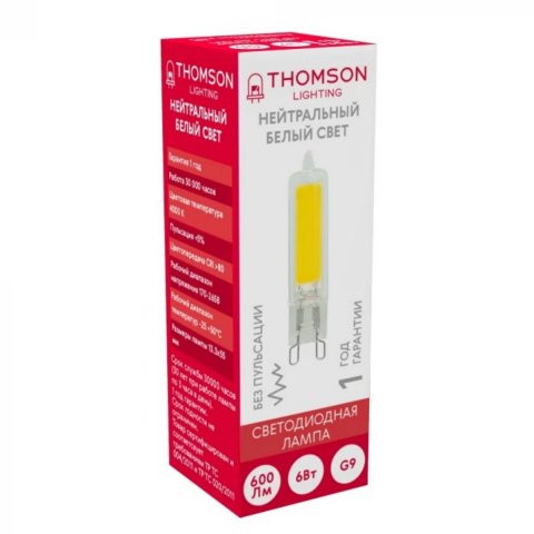 Лампа светодиодная Thomson G9 6W 4000K прозрачная TH-B4211