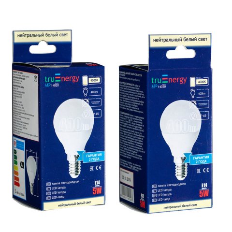 Лампа светодиодная True Energy 5W, Р45, E14, 4000K 14020