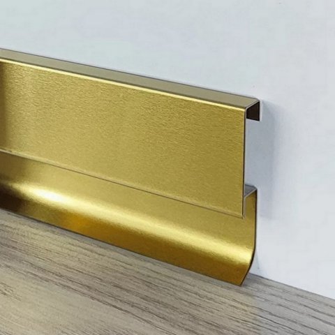 Плинтус Сталь BLL Золото шлифованный под подсветку AISI  нитрид титана МКР 80 х 14 х 3000 мм