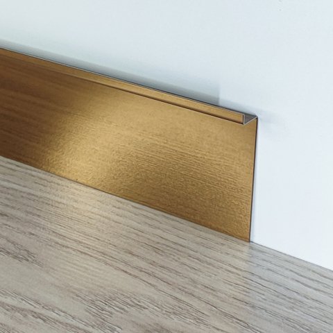 Плинтус Сталь под гипсокартон BG  Розовое золото полированный AISI  МКР 70 х 15 х 3000 мм