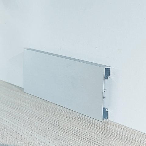 Плинтус Алюминий прямоугольный BU 60 AS Cеребро МКР 60 мм х 10 мм х 3000 мм