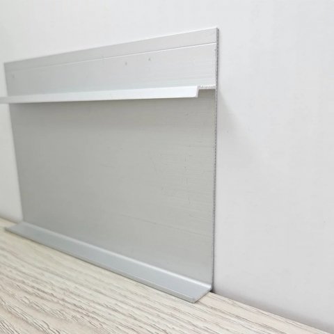 Плинтус Алюминий под гипсокартон BG  AS Cеребро МКР 85 х 15 х 3000 мм