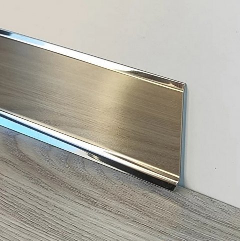 Плинтус Сталь L-образный BA 40 Серебро полированный AISI 430 МКР 40 мм х 11 мм х 3000 мм