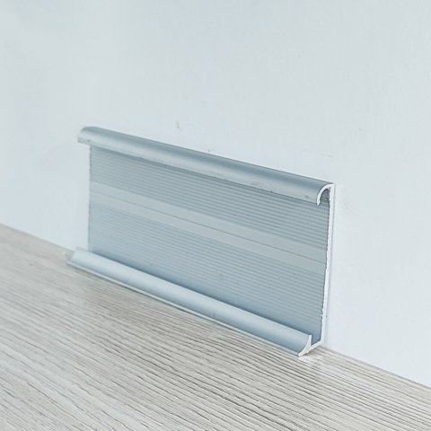 Плинтус Алюминий коннелюрный для ковролина BAP 60 AS Cеребро МКР 60 мм х 12 мм х 3000 мм