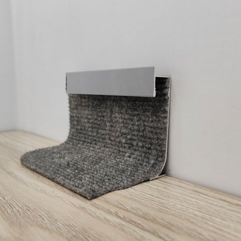 Плинтус Алюминий коннелюрный для ковролина AS BLL65C Серебро МКР 65 мм х 14 мм х 3000 мм