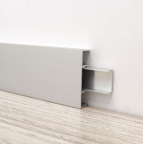 Плинтус Алюминий прямоугольный BU 45 AS Cеребро МКР 45 мм х 11 мм х 3000 мм