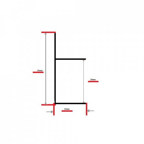 Плинтус Алюминий под гипсокартон AS PF Серебро МКР 35 х 14 х 3000 мм