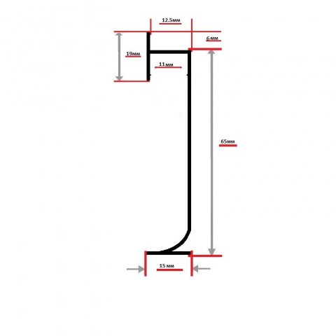 Плинтус Алюминий коннелюрный для ковролина AS BLL65C Серебро МКР 65 мм х 14 мм х 3000 мм