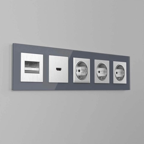 Накладка для двойной розетки Werkel Еthernet RJ-45 серебряный рифленый W1191109 4690389159947