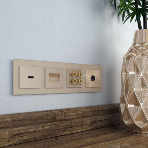 Накладка для двойной розетки Werkel Еthernet RJ-45 шампань W1191111 4690389157530