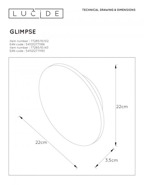 Настенный светодиодный светильник Lucide Glimpse 77285/10/02