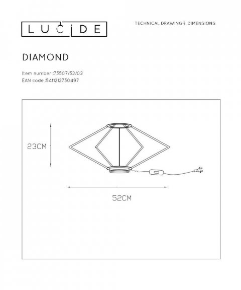 Настольная лампа Lucide Diamond 73507/52/02