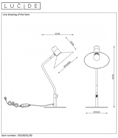 Настольная лампа Lucide Pepijn 05528/01/30