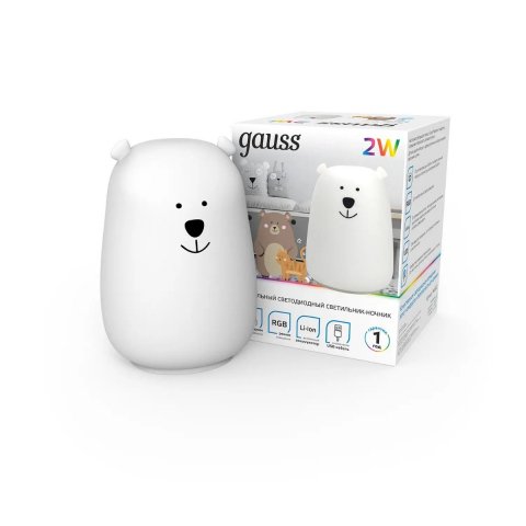 Настольный светодиодный детский ночник Gauss медведь NN302