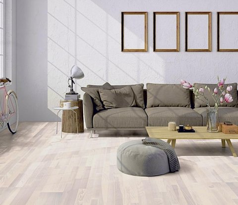 Паркетная доска DuoWood Дуб Living White Matt 3S