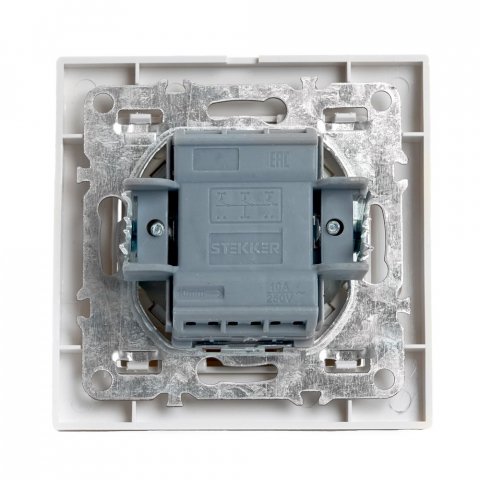 Переключатель одноклавишный перекрестный Stekker Эрна белый PSW10-9009-01 39925