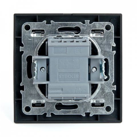 Переключатель одноклавишный перекрестный Stekker Эрна черный PSW10-9009-03 39927