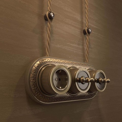 Переключатель-выключатель одноклавишный Werkel бронзовый Ретро W5712012 4690389166617