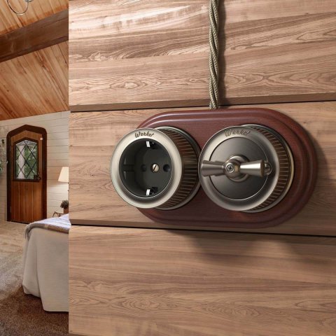 Переключатель-выключатель одноклавишный Werkel бронзовый Ретро W5712012 4690389166617