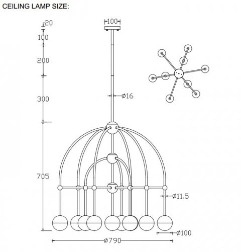 Подвесная люстра Crystal Lux Truena SP-PL6+3+1 Nickel