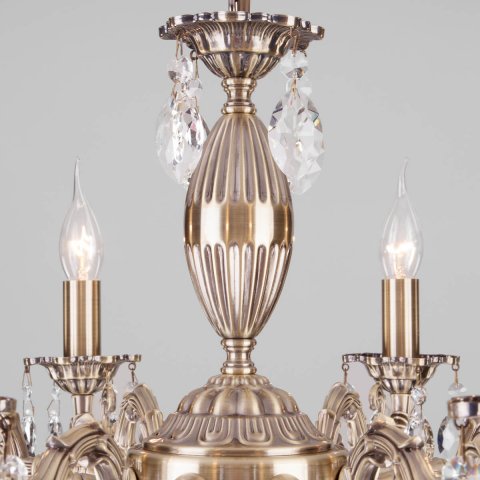 Подвесная люстра Eurosvet 10102/8 античная бронза/прозрачный хрусталь Strotskis
