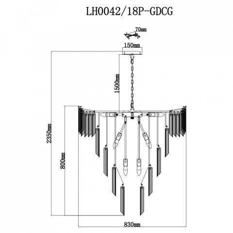 Подвесная люстра Lumien Hall Гарленда LH0042/18P-GDCG
