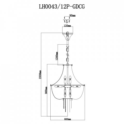 Подвесная люстра Lumien Hall Лиссоне LH0043/12P-GDCG