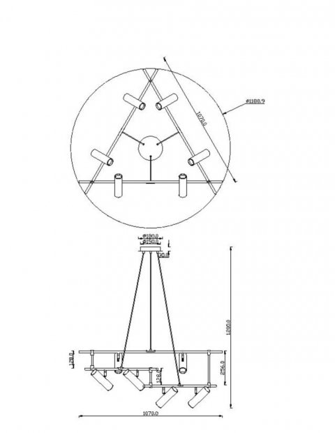 Подвесная люстра Maytoni Technical Rami MOD128PL-06GB