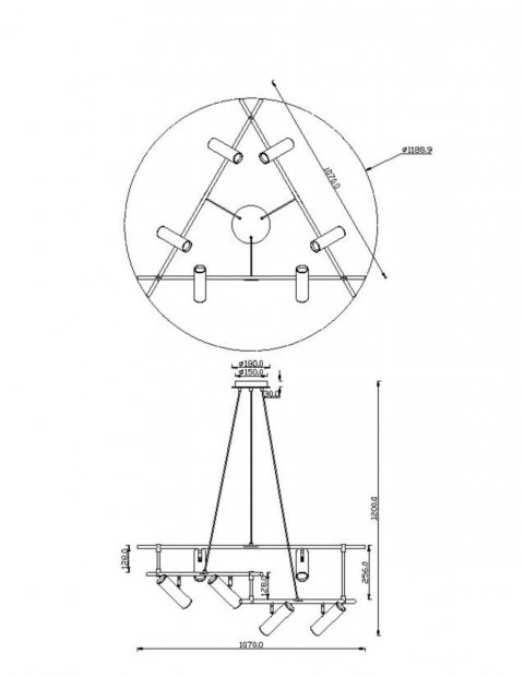 Подвесная люстра Maytoni Technical Rami MOD128PL-12GB