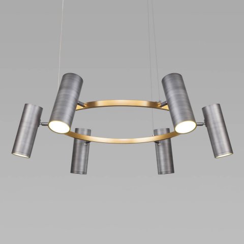 Подвесная светодиодная люстра Eurosvet Spacer 90103/6 матовый серый/золото