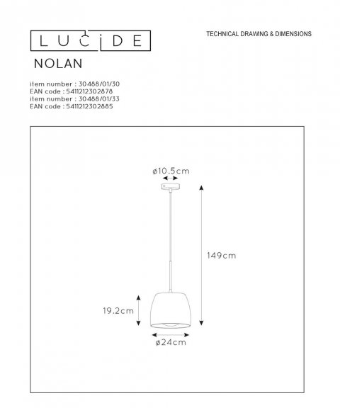 Подвесной светильник Lucide Nolan 30488/01/30