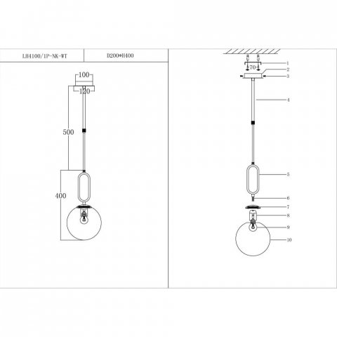 Подвесной светильник Lumien Hall Мило LH4100/1P-NK-WT
