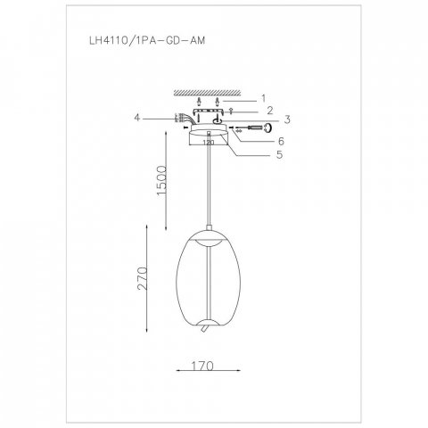 Подвесной светодиодный светильник Lumien Hall Avila LH4110/1PA-GD-AM