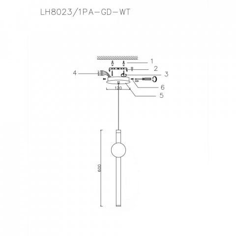 Подвесной светодиодный светильник Lumien Hall Greniya LH8023/1PA-GD-WT