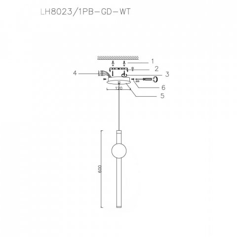 Подвесной светодиодный светильник Lumien Hall Greniya LH8023/1PB-GD-WT