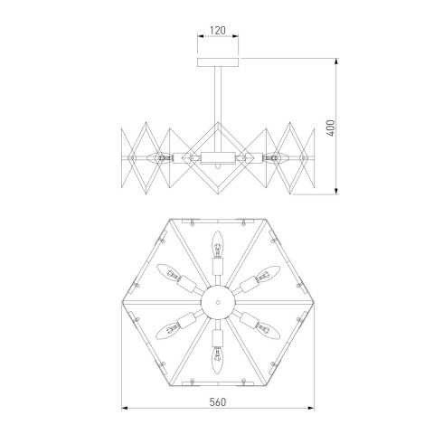 Потолочная люстра Eurosvet Origami 60121/6 латунь Smart