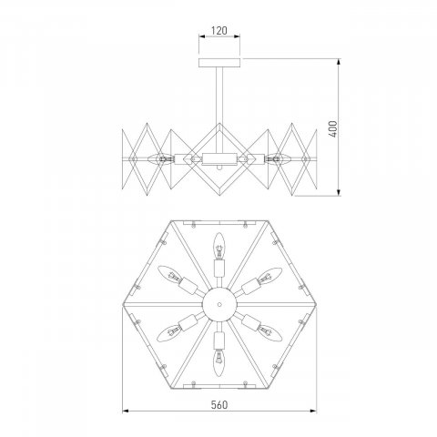 Потолочная люстра Eurosvet Origami 60121/6 латунь Smart