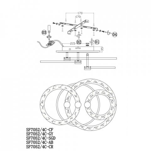 Потолочная люстра Seven Fires Oden SF7052/4C-SGD-BL