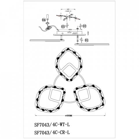 Потолочный светодиодный светильник Seven Fires Дайано SF7043/4C-CR-L