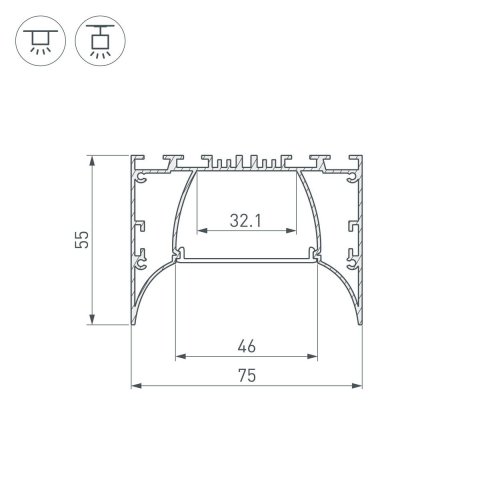 Профиль Arlight ARH-Power-7555-Comfort-2000 Anod 036355