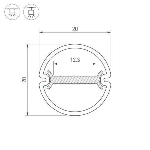 Профиль Arlight ARH-Round-D20-Dual-2000 Anod 039218