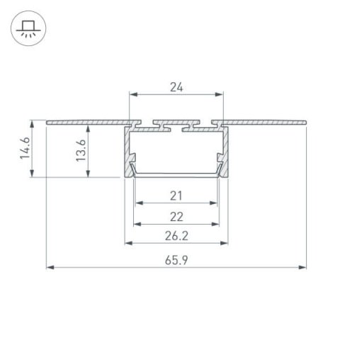 Профиль Arlight PLS-LOCK-H15-T-HIDE-2000 (ARL, Алюминий) 033688