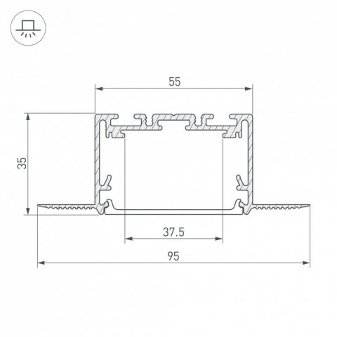 Профиль Arlight SL-Linia55-Fantom-2500 Seamless Anod 029507