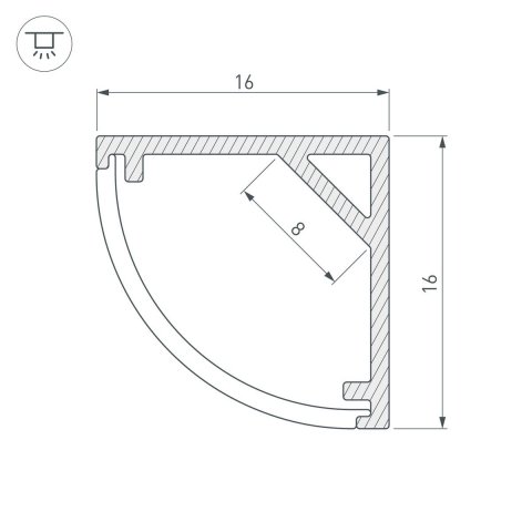 Профиль с рассеивателем Arlight SL-Kant-H16-2000 Anod+Opal 036843