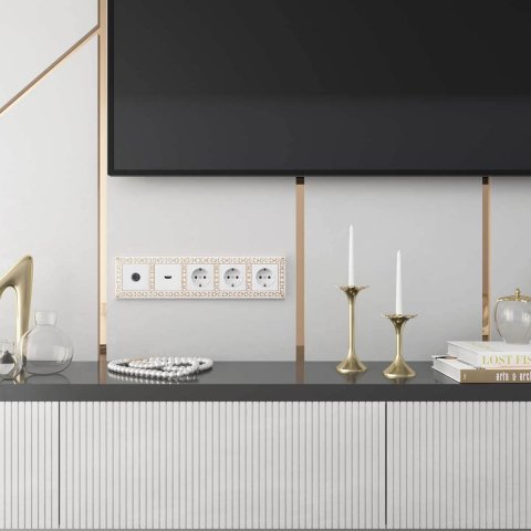 Рамка Werkel Antik на 5 постов белое золото W0051523 4690389158292