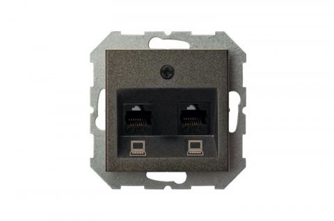 Розетка 2хRJ45 Liregus Epsilon антрацит 28-1151